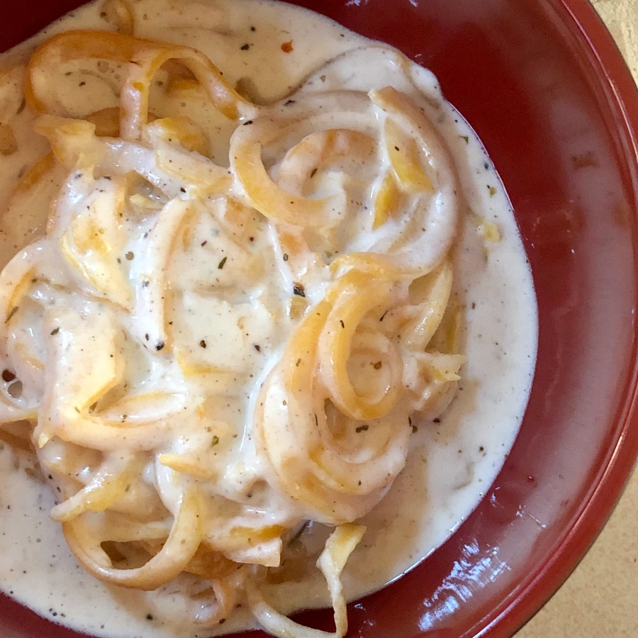 Butternut Squash Noodles in Goat Cheese Cream Sauce
